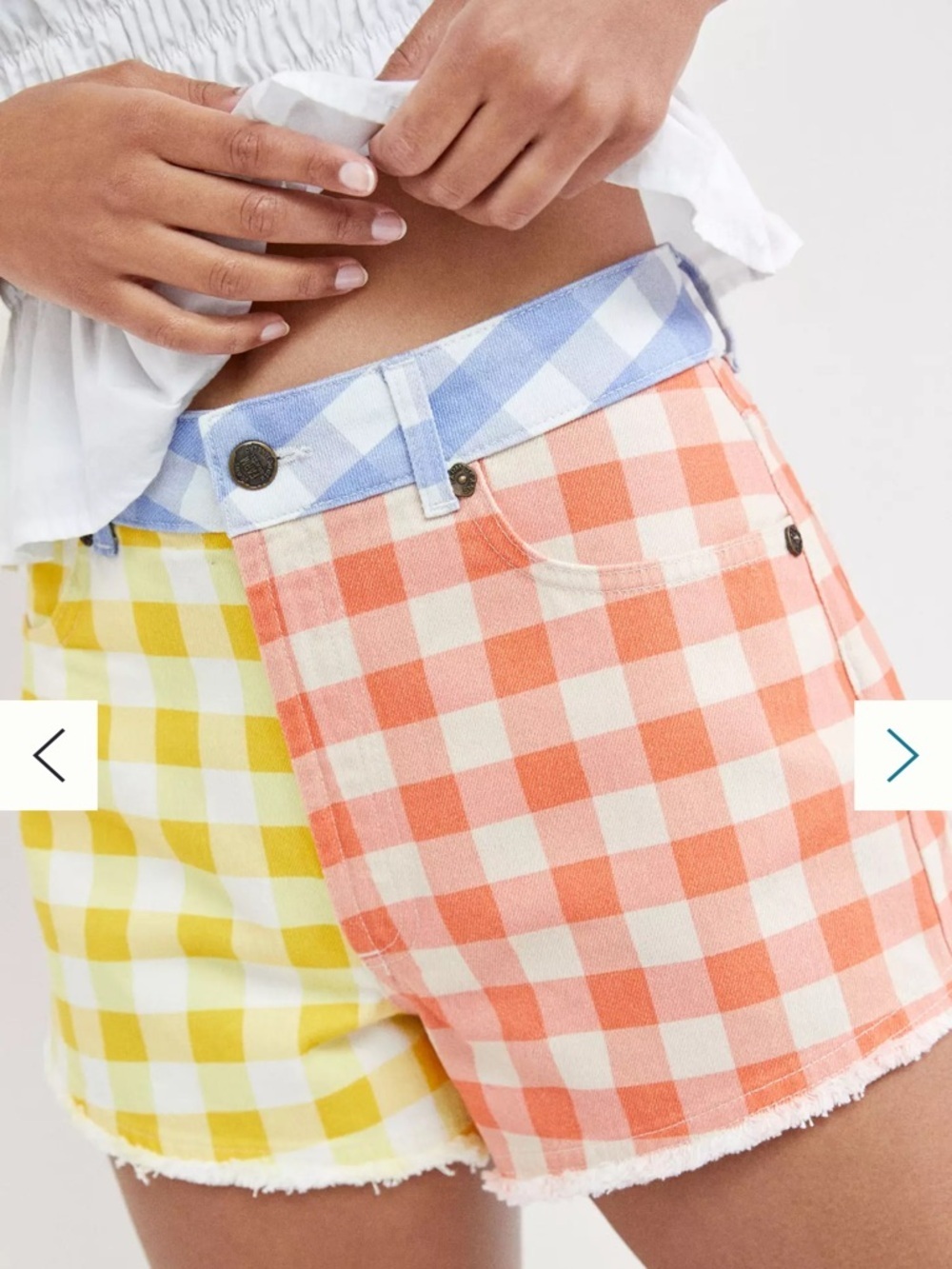 Farm Rio Anthropologie Gingham Two-Tone Shorts